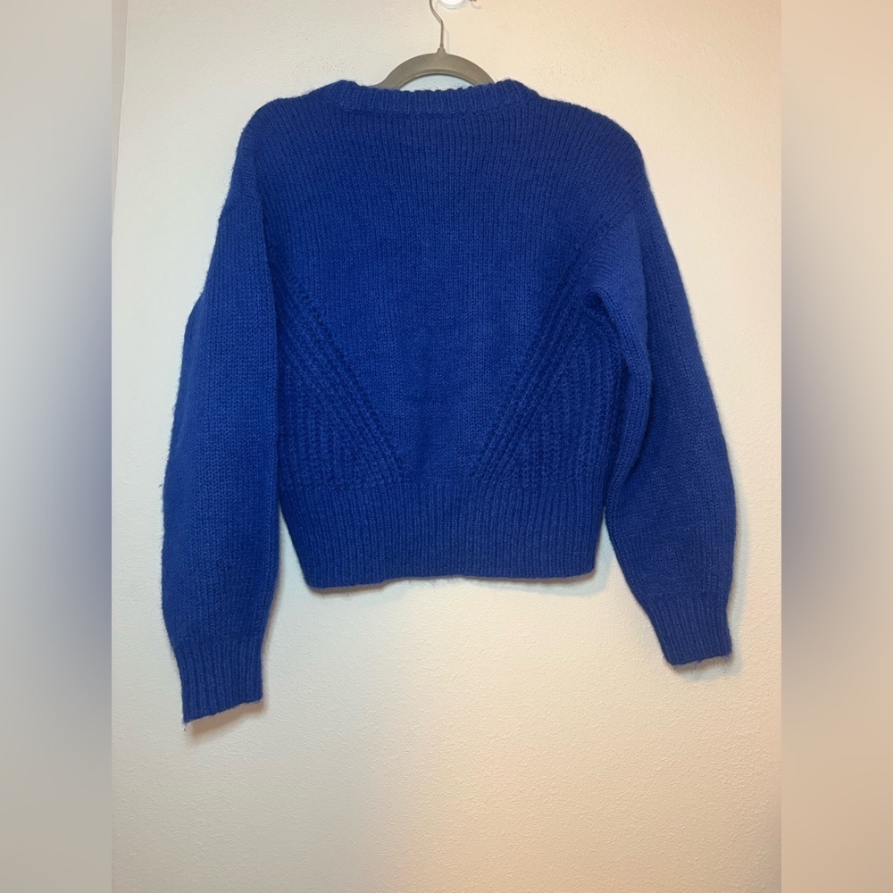 Madewell Simone Blue Balloon Sleeve Crewneck Pullover Sweater NWT - Picture 6 of 7